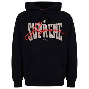Supreme Embroide Chenilles Kapüşonlu Sweatshirt Siyah | TR483EX