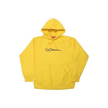 Supreme Klasik Script Kukuletalı Tişörtü Sarı | TR269VD
