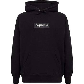 Supreme White Logo Kapüşonlu Sweatshirt Siyah | TR461UT