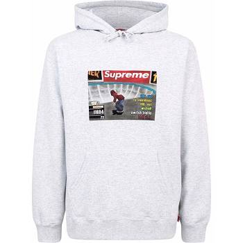 Supreme X Thrasher Logo Print “FW21” Kapüşonlu Sweatshirt Gri | TR455QZ